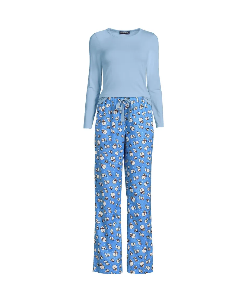 Women's Knit Pajama Set Long Sleeve T-Shirt and Pants