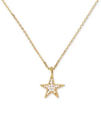 Kate Spade New York Silver-Tone Pave Star Pendant Necklace, 16" + 3" extender