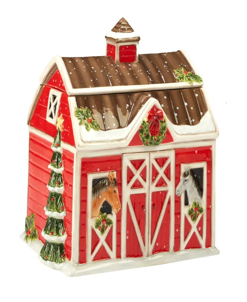 Certified International Christmas on the Farm 3-d Barn Cookie Jar