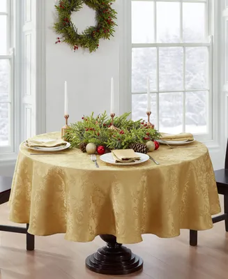 Elrene Poinsettia Elegance Jacquard Holiday Tablecloth