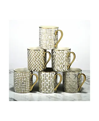 Certified International Mosaic 6-Pc. Gold Plated Mugs