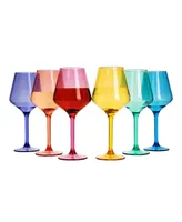 The Wine Savant Acrylic Colored European Style Crystal, Stemmed Wine Glasses, Acrylic Glasses, Set of 6