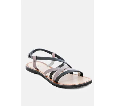 Rag & Co June Womens Strappy Flat Leather Sandals