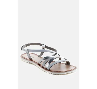 Rag & Co June Womens Strappy Flat Leather Sandals