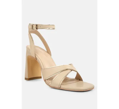 Rag & Co heeri Womens metallic lined slim block heel sandals
