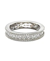 Suzy Levian New York Sterling Silver Princess Cut Cubic Zirconia Eternity Band Ring