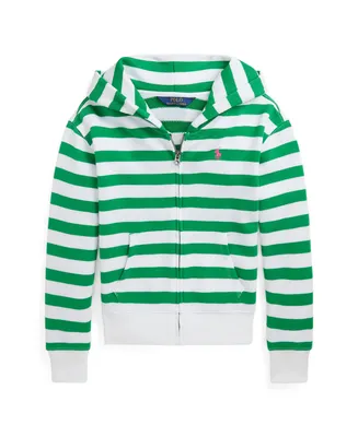 Polo Ralph Lauren Big Girls Striped Logo Terry Full-Zip Hooded Sweatshirt