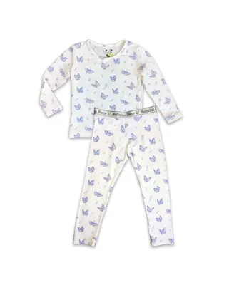 Bellabu Bear Toddler |Child Girls Butterfly Set of 2 Piece Pajamas