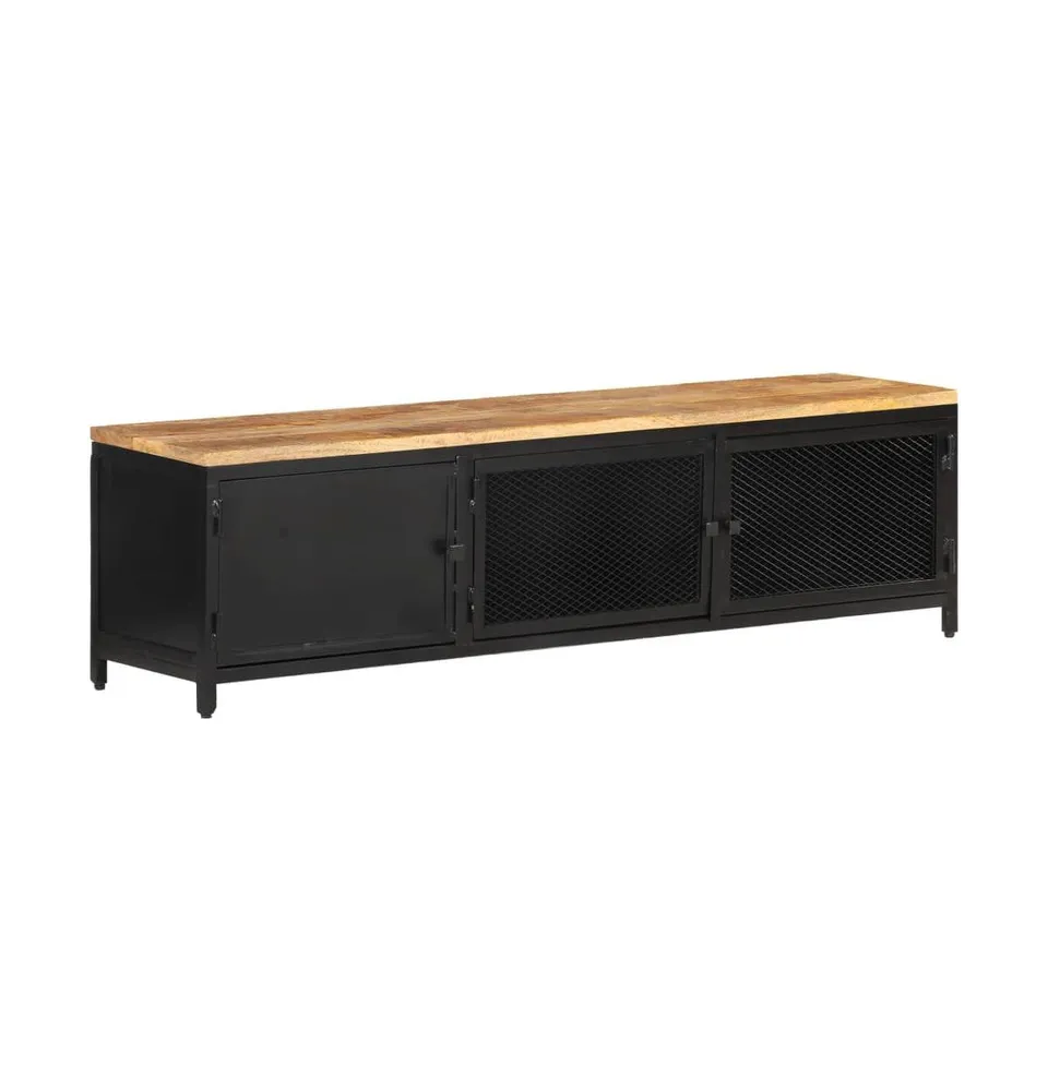 Tv Stand 51.2"x11.8"x14.6" Solid Rough Mango Wood