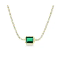 Sterling Silver Asscher-Cut Emerald Cz Tennis Choker - Gold Plated