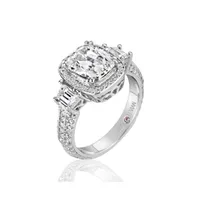 Suzy Levian New York Sterling White Elongated Cushion Cut Cubic Zirconia Bridal Ring