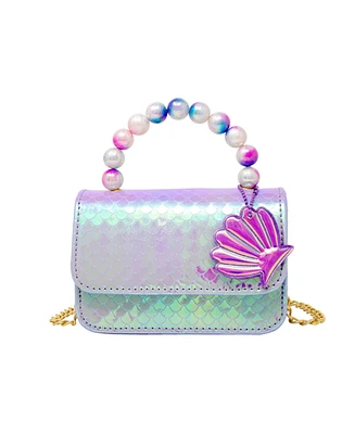 Girl's Purple Mermaid Pearl Handle Seashell Handbag