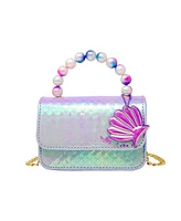 Girl's Purple Mermaid Pearl Handle Seashell Handbag