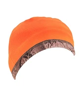 Muk Luks Men's Unisex Reversible Fleece Beanie, Grey/Orange, One Size