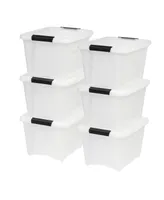 Iris 6 Pack 19qt Plastic Storage Bin with Lid and Secure Latching Buckles, Pearl