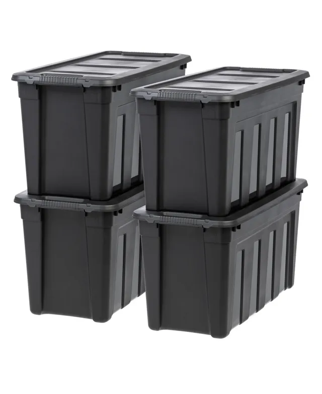 Iris 30.6 Quart Weatherpro Plastic Storage Bin Tote Organizing Container with Durable Lid and Seal and Secure Latching Buckles, 4 Pack