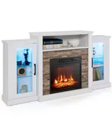Fireplace Tv Stand with Led Lights & Electric Fireplace For 65" Wall-Mounted Tv