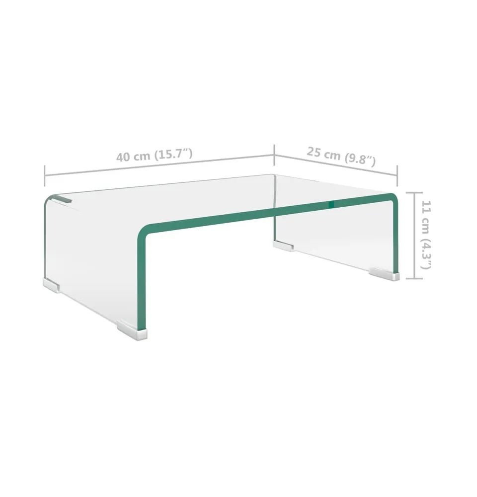 vidaXL Tv Stand/Monitor Riser Glass Clear 15.7"x9.8"x4.3"