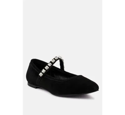 Assisi Womens Fine Suede Mary Jane Ballet Flats