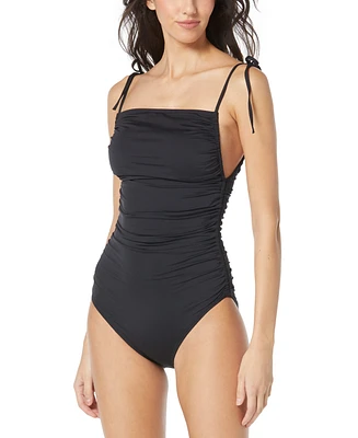 Vince Camuto Women's Shirred Tie-Strap One-Piece Swimsuit