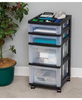 4-Drawer Storage Cart with Organizer Top, Black