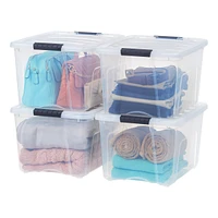 Iris 4 Pack 40qt Clear View Plastic Storage Bin with Lid and Secure Latching Buckles