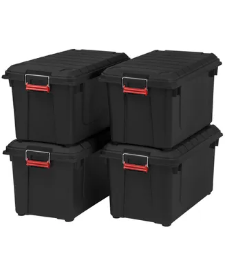 82 Quart WeatherPro Storage Box, Store-It-All Utility Tote, Black, Set of 4