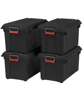 Iris 82 Quart WeatherPro Storage Box, Store-It-All Utility Tote, Black, Set of 4