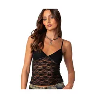 Edikted Women's Eira Sheer Lace Tank Top