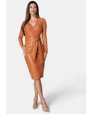 Bebe Women's Faux Leather Skirt Dress