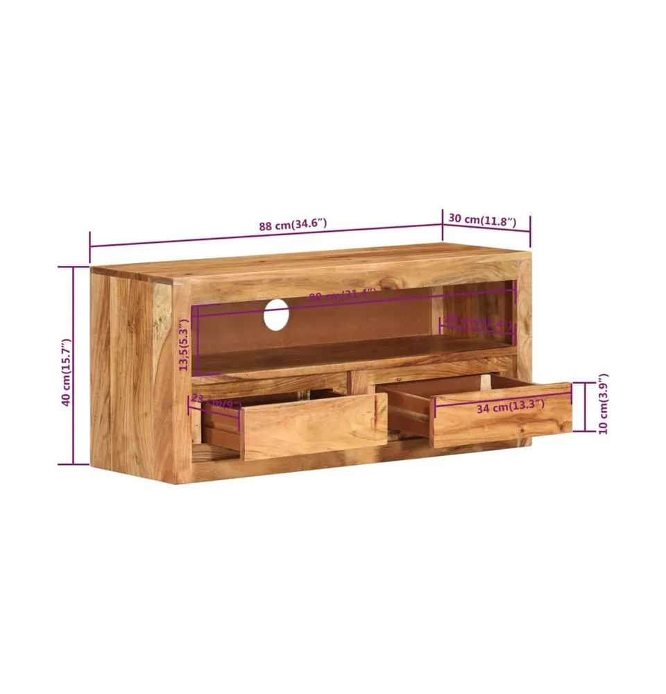 Tv Stand 34.6"x11.8"x15.7" Solid Wood Acacia