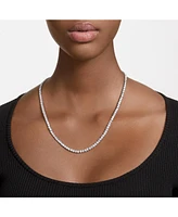 Swarovski Round Cut White Rhodium Plated Matrix Tennis Necklace