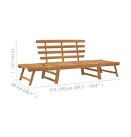 Patio Bench 2-in-1 74.8" Solid Acacia Wood