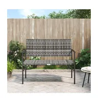 2-Seater Patio Bench Gray Poly Rattan