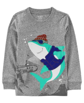 Carter's Toddler Boys Shark Snow Yarn Long Sleeve T-shirt