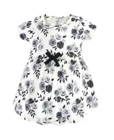 Touched by Nature Infant Girl Cotton Short-Sleeve Dresses 2pk, Black Floral