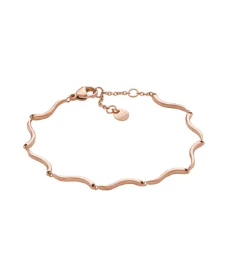 Skagen Women's Essential Waves Rose Gold-Tone Stainless Steel Chain Bracelet
