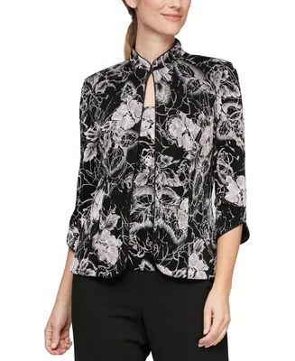 Alex Evenings Petite Glitter Floral Jacket and Top