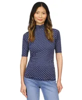 Michael Michael Kors Women's Dot-Print Ruched Mock-Neck Top