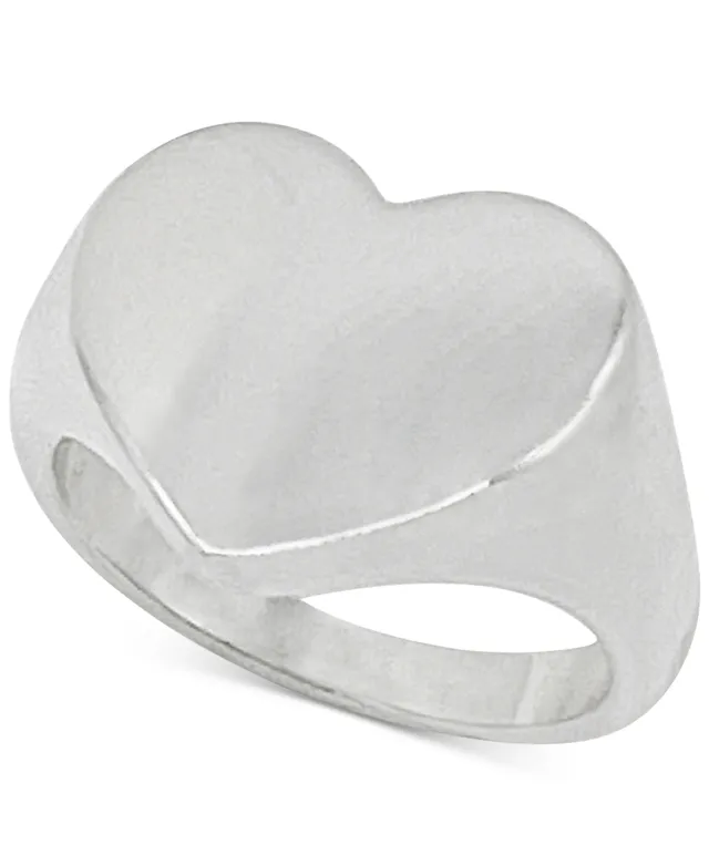 Adornia Rhodium-Plated Heart Signet Statement Ring | Westland Mall