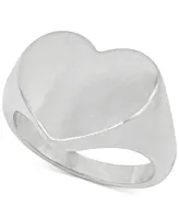 Adornia Rhodium-Plated Heart Signet Statement Ring