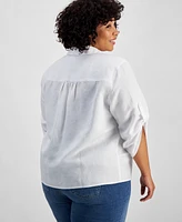 I.n.c. International Concepts Plus Linen Twist-Hem Shirt, Created for Macy's