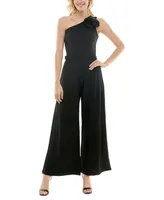 Maison Tara Women's One-Shoulder Rosette Jumpsuit