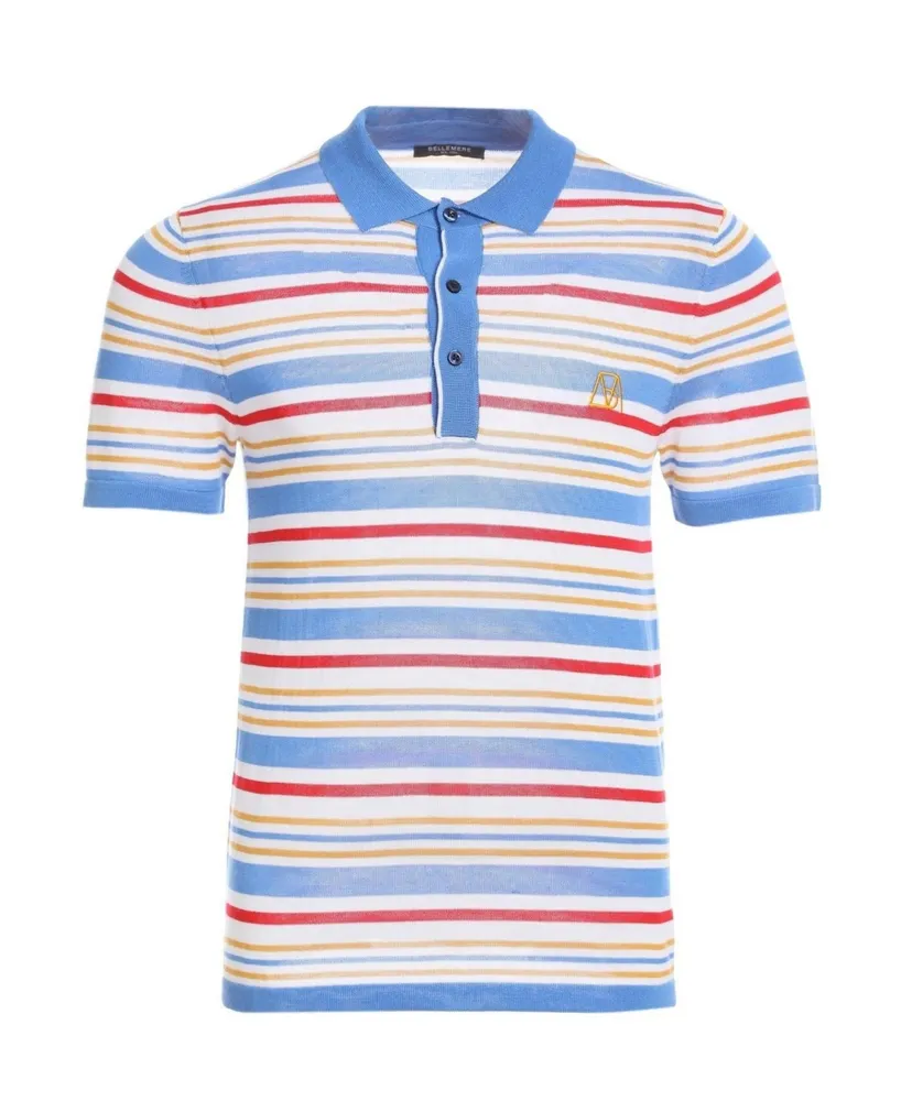 Bellemere Men's Fantasy Stripe Multicolor Tencel Polo Shirt - Blue / multi