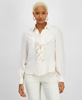 Bar Iii Women's Ruffle-Front Blouse, Created for Macy's