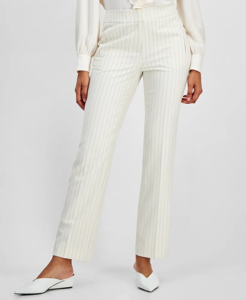 Amazon.com: Pinstripe Pants Women Casual Elastic Waisted in The Back  Business Work Trousers Long Womens Business Casual (Khaki, S): Clothing,  Shoes & Jewelry