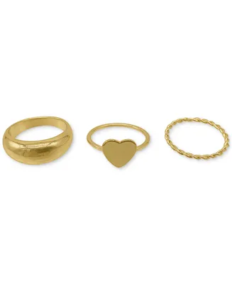 Adornia 14k Gold-Plated 3-Pc. Set Heart Rings