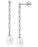 Giani Bernini Cultured Freshwater Pearl (10x8mm) Linear Chain Drop Earrings, Created for Macy's