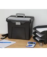 Letter Size Portable File Box with Organizer Lid, Black