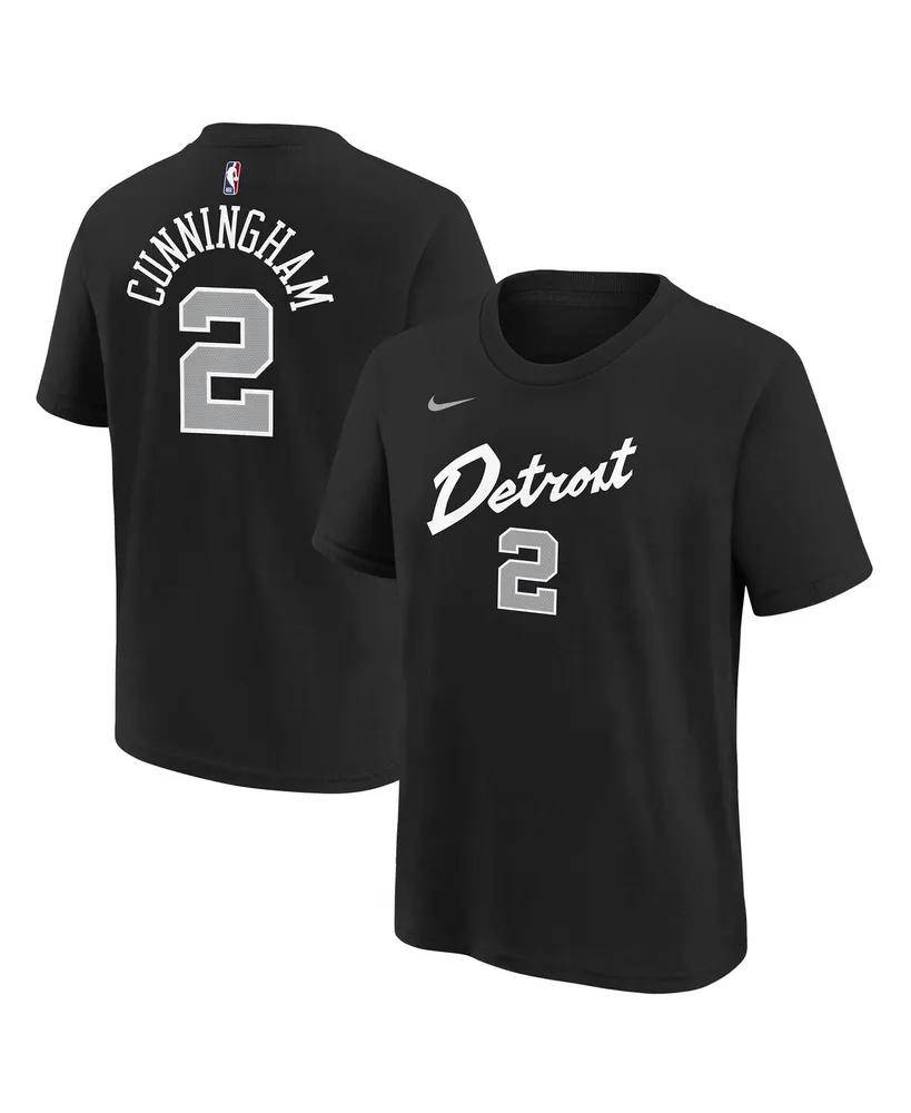 Big Boys Nike Cade Cunningham Black Detroit Pistons 2023/24 City Edition Name and Number T-shirt